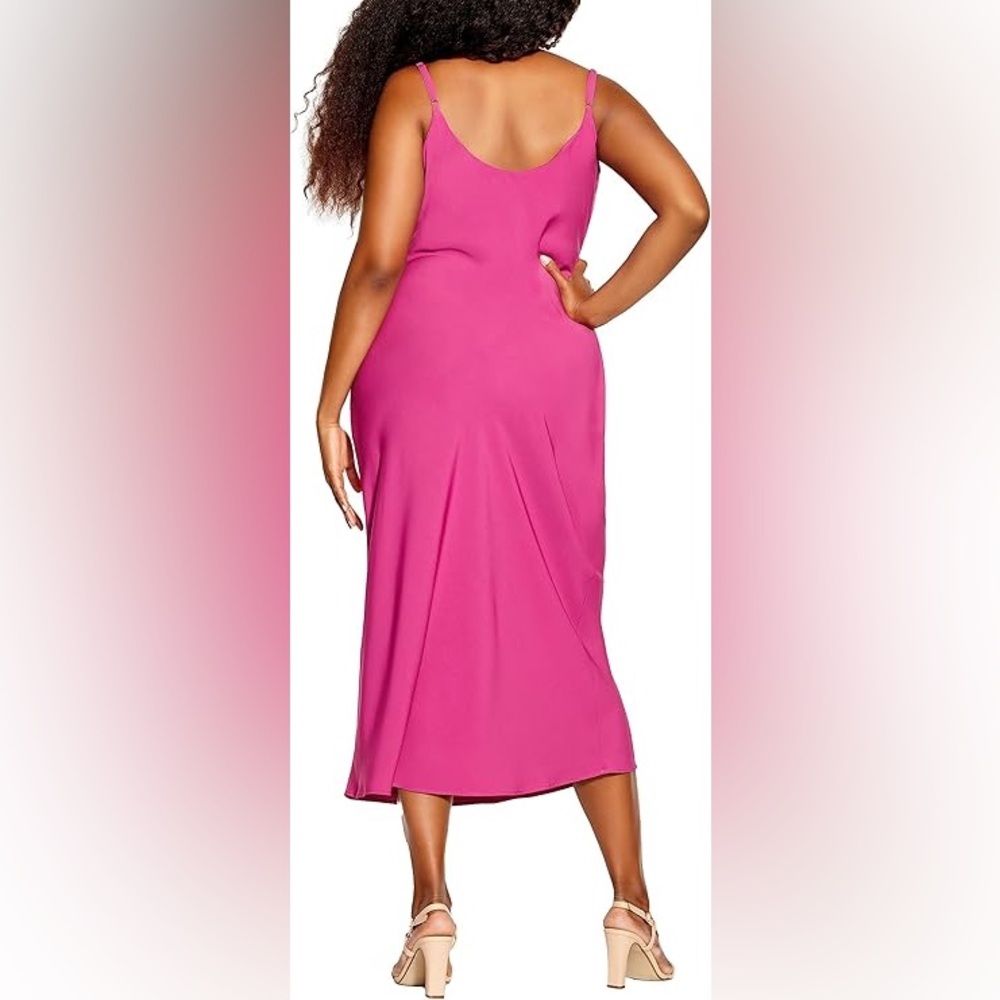 City Chic Pink Midi Dress for Cocktail PLUS SIZE - Picture 2 of 4